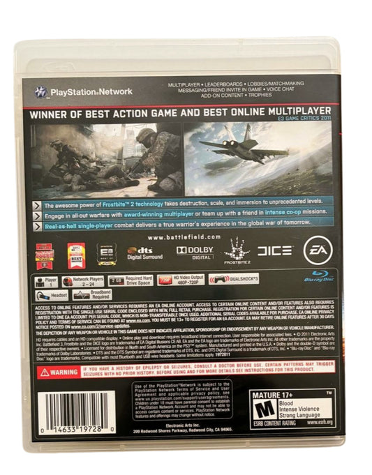 Battlefield 3 (Sony PlayStation 3, 2011) – Complete with Manual - Tested