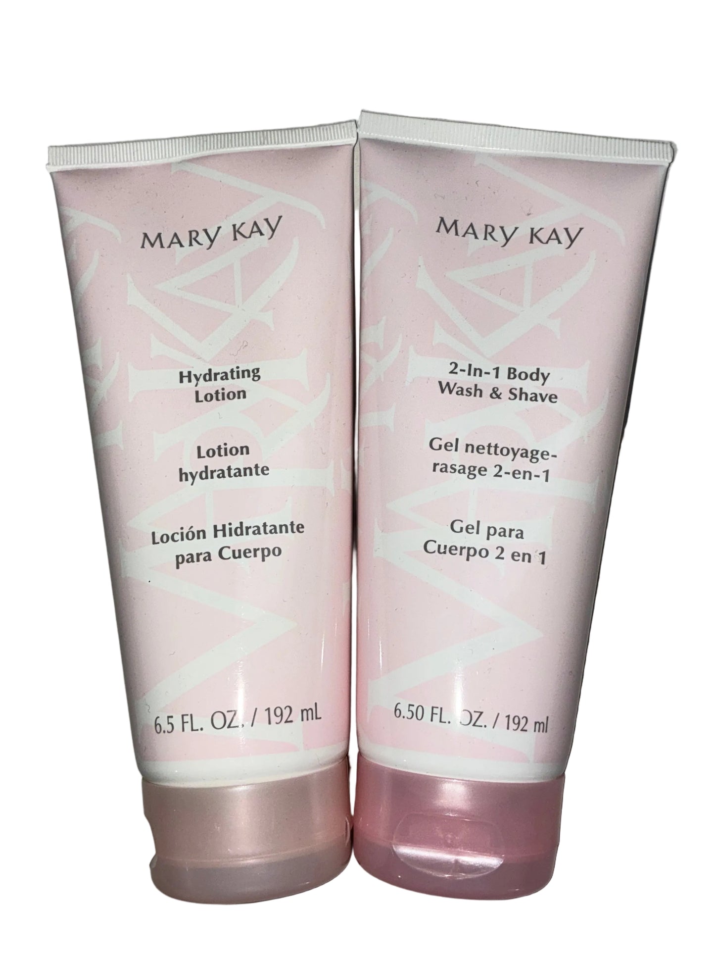 Two Mary Kay skincare products on a gray background