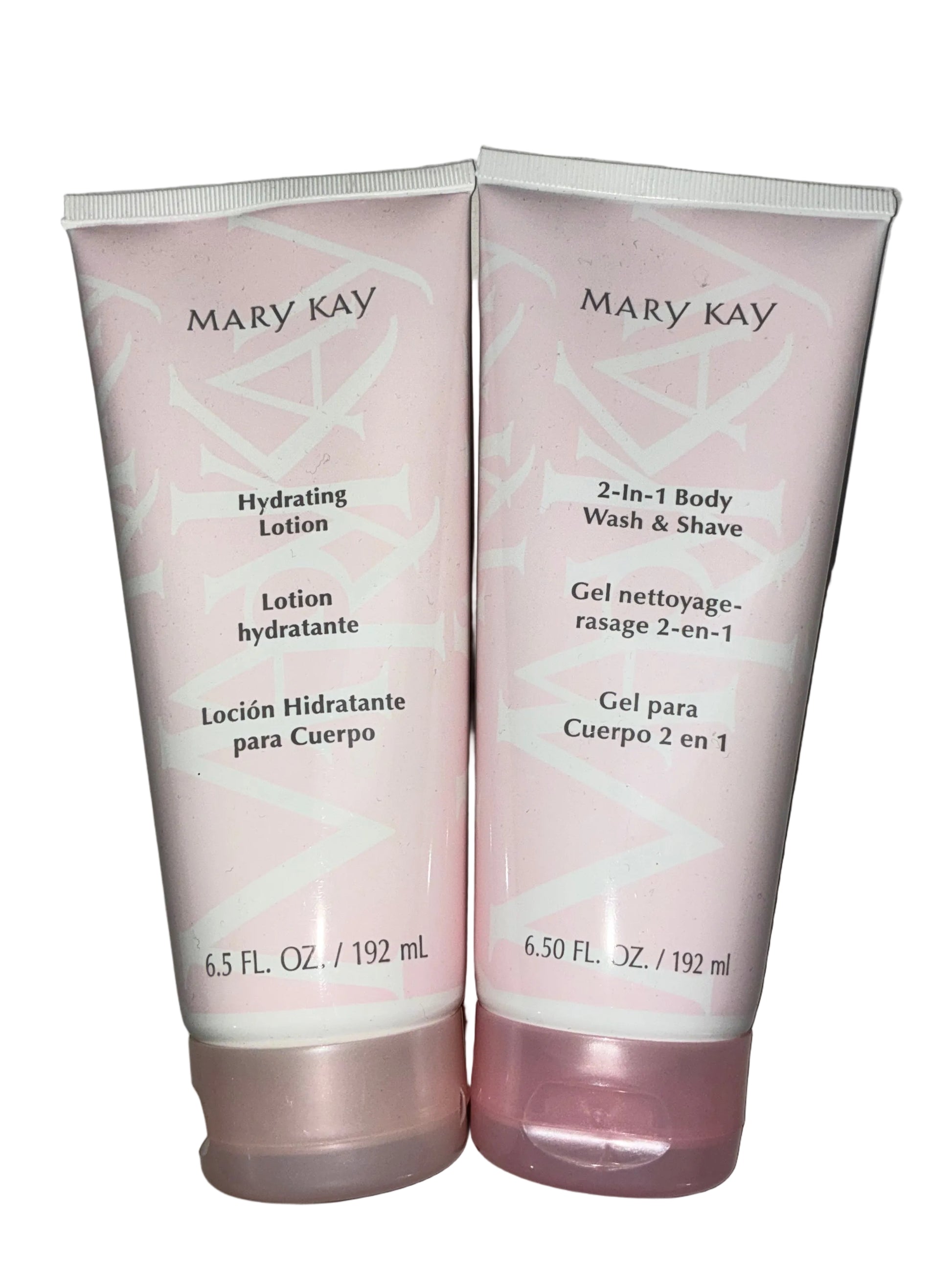 Two Mary Kay skincare products on a gray background