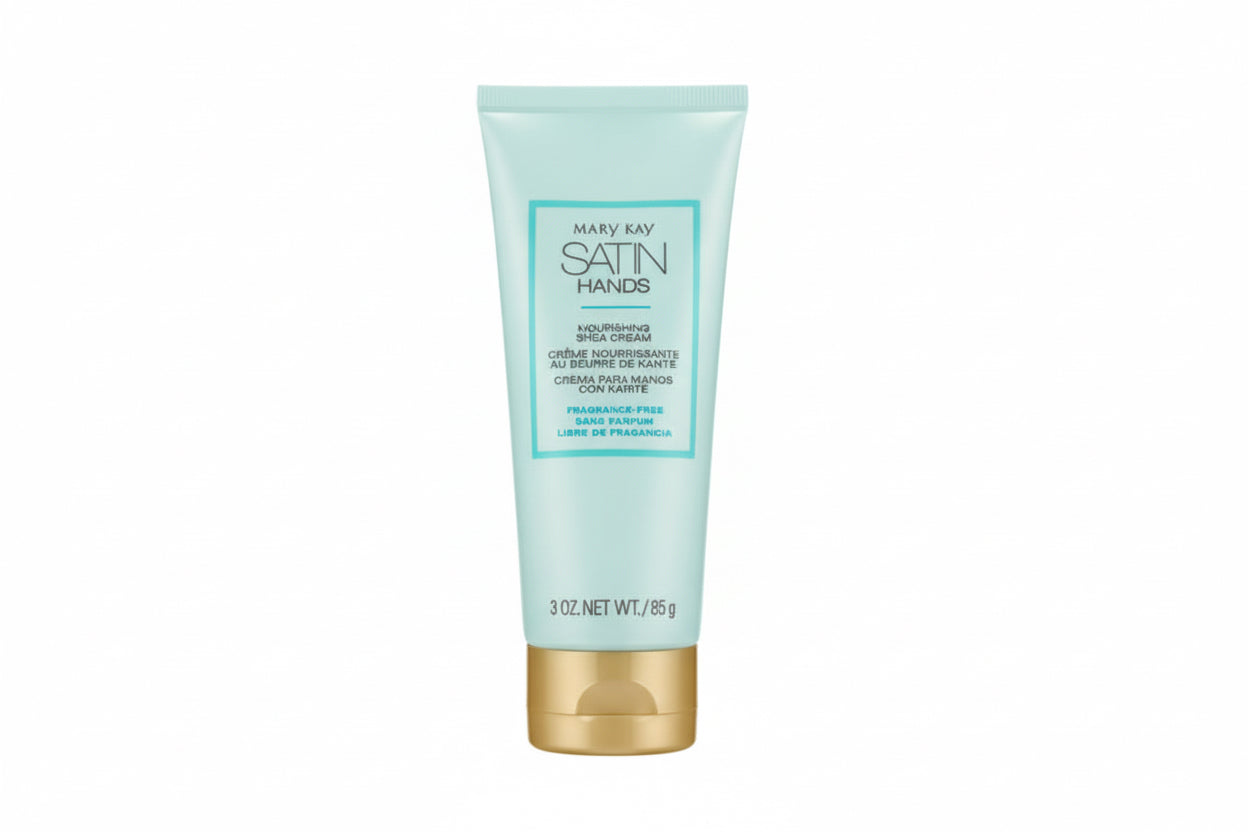 Mary Kay Satin Hands hand cream tube on a white background