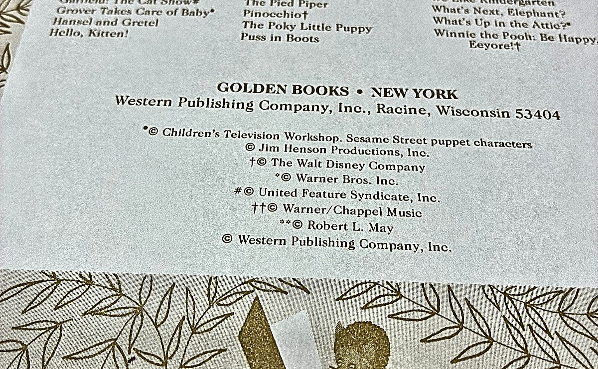 Back cover of a Golden Books book with text and illustrations.