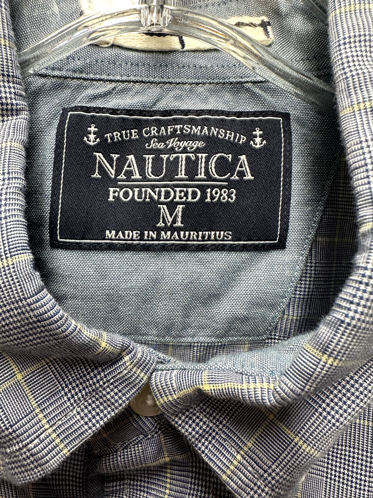 Nautica True Craftsmanship Long Sleeve Blue Plaid Button-Down Shirt Men's M