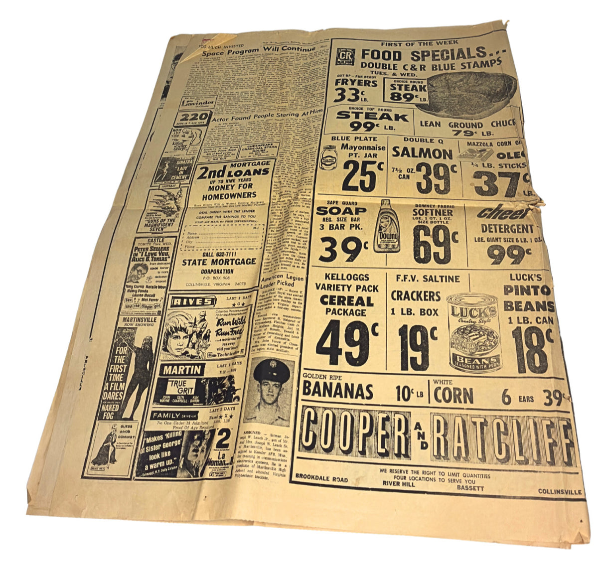 1969 Apollo 11 Newspaper • Astronauts Leave Moon • Martinsville Bulletin • VTG