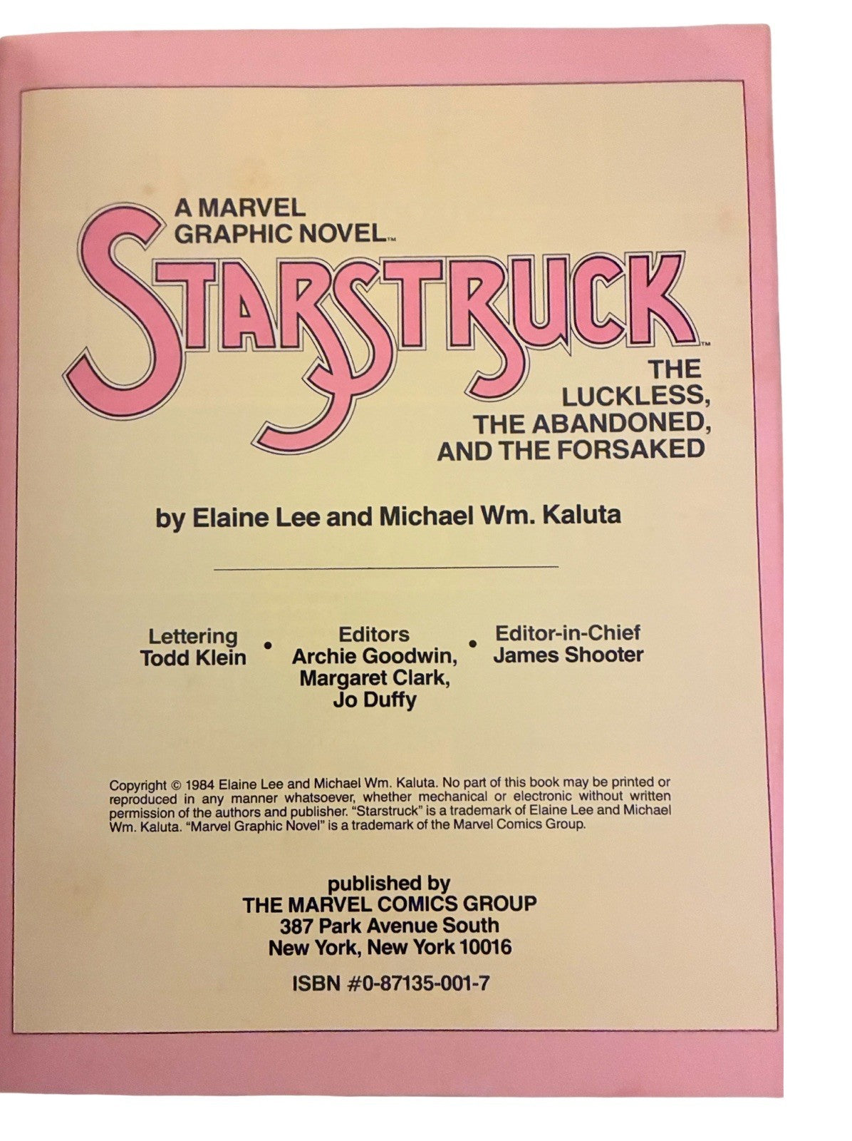 Starstruck Marvel Graphic Novel #13 (1984) • Lee & Kaluta • First Print